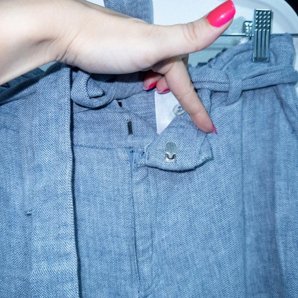 Banana Republic Blue Linen Blend Blake Crop Pants‎ Size 8